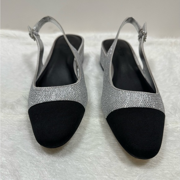 J. Crew Silver and Black Slingback Heels🤍 - Picture 3 of 10